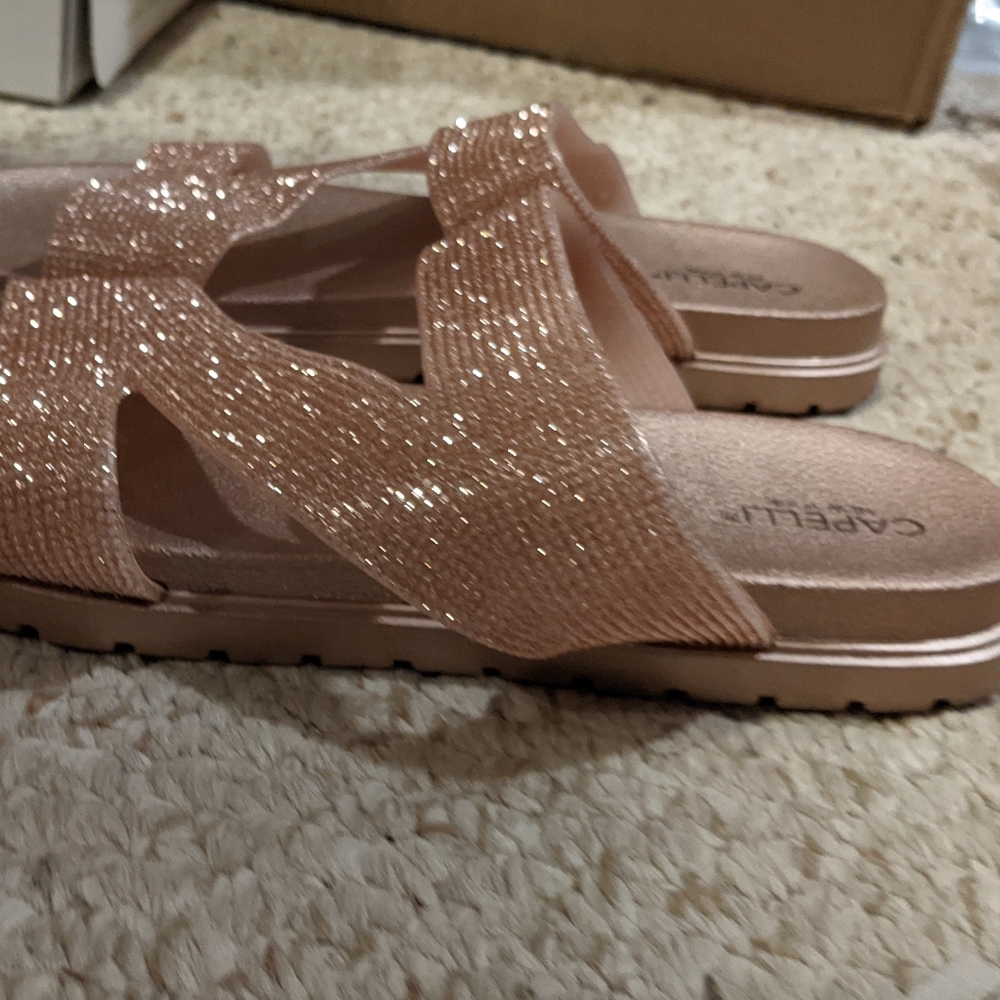 Pink Sparkly 90s Rose Gold Sandals - Picture 3 of 3